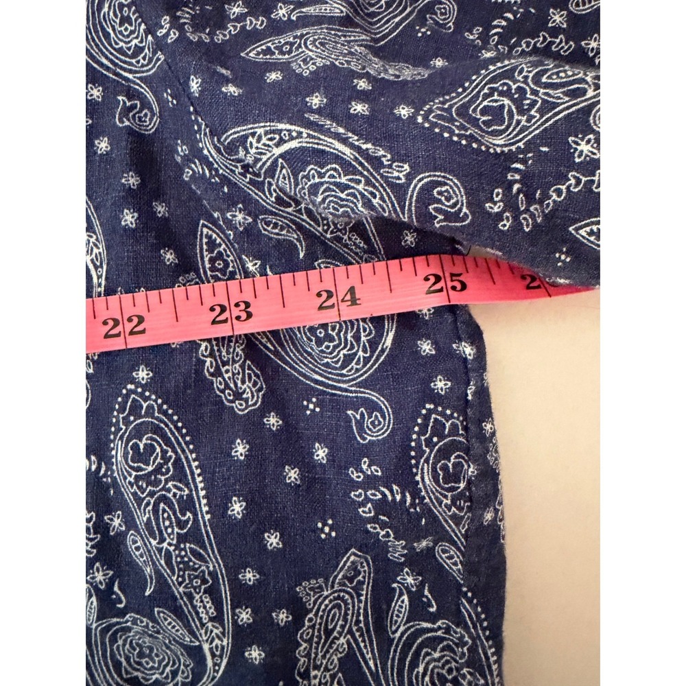 Cremieux Button Shirt XL Navy Paisley Linen, Casual, Beach, Summer, Tropical, XL - Picture 6 of 8
